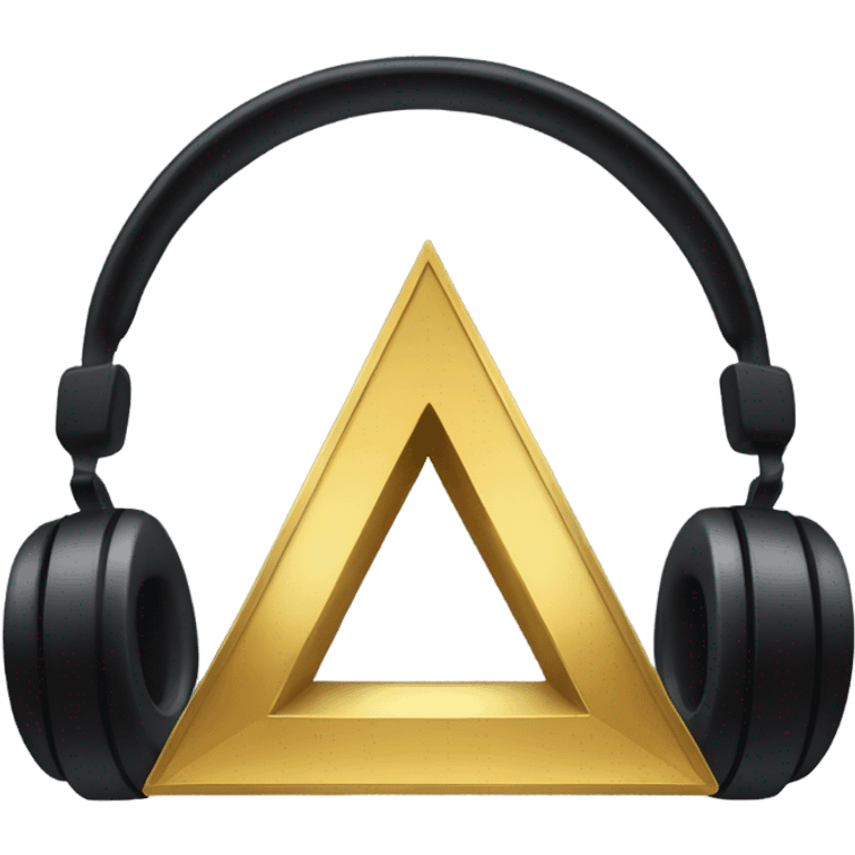 Upside down gold triangle with headphones on top  emoji