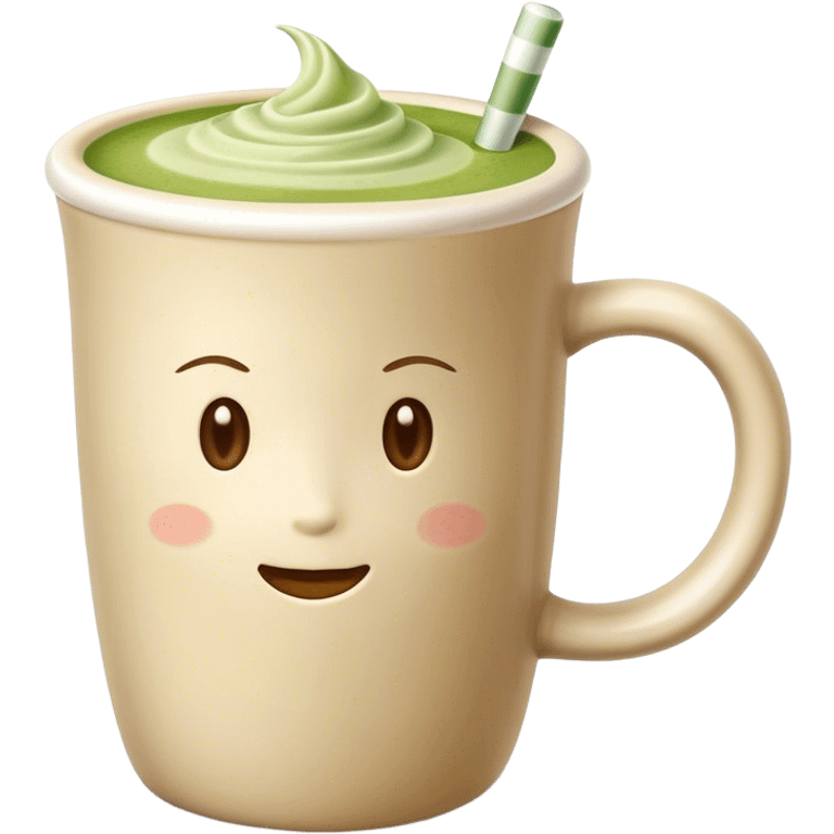 Matcha latte in realistic beige colored mug emoji