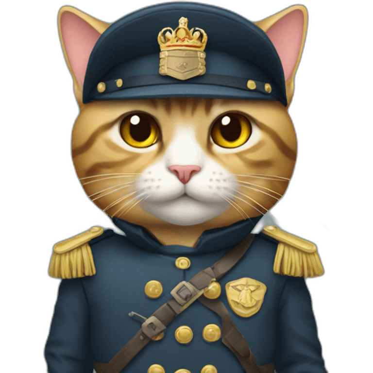 cat with military clothers and gatling gun emoji