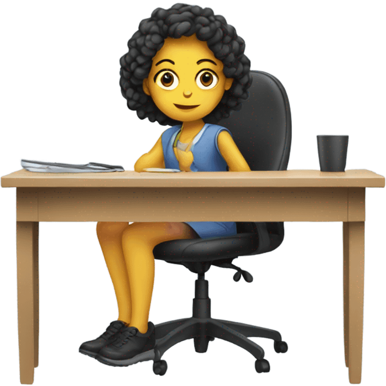 sitting girl at desk parody emoji