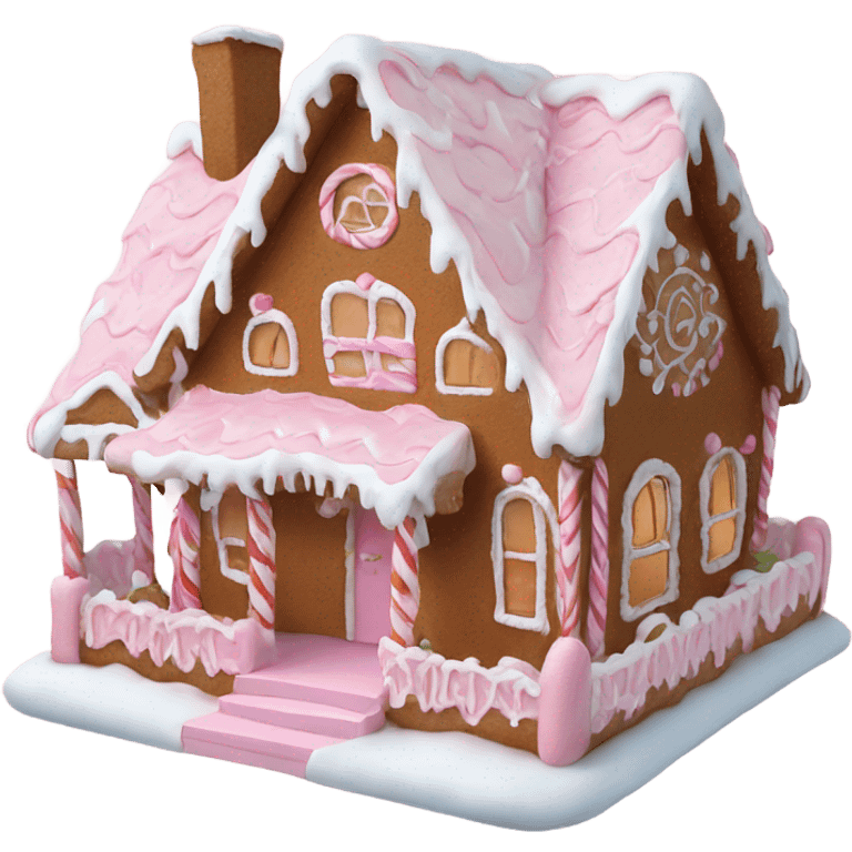 Big Light Pink very detailed gingerbread house , realistic  emoji