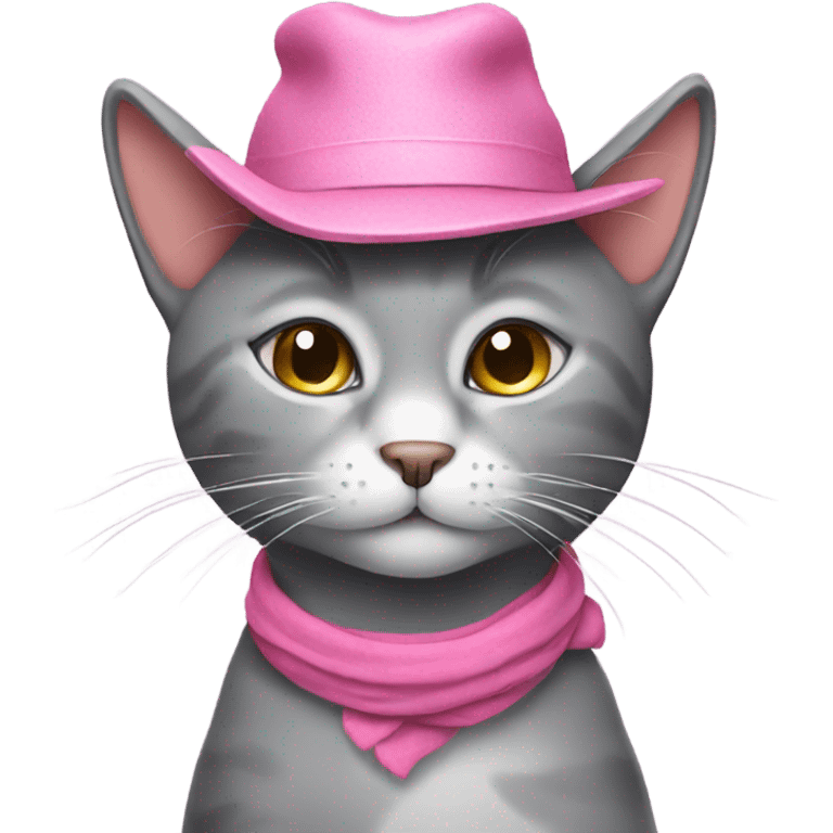 Grey cat with pink hat emoji