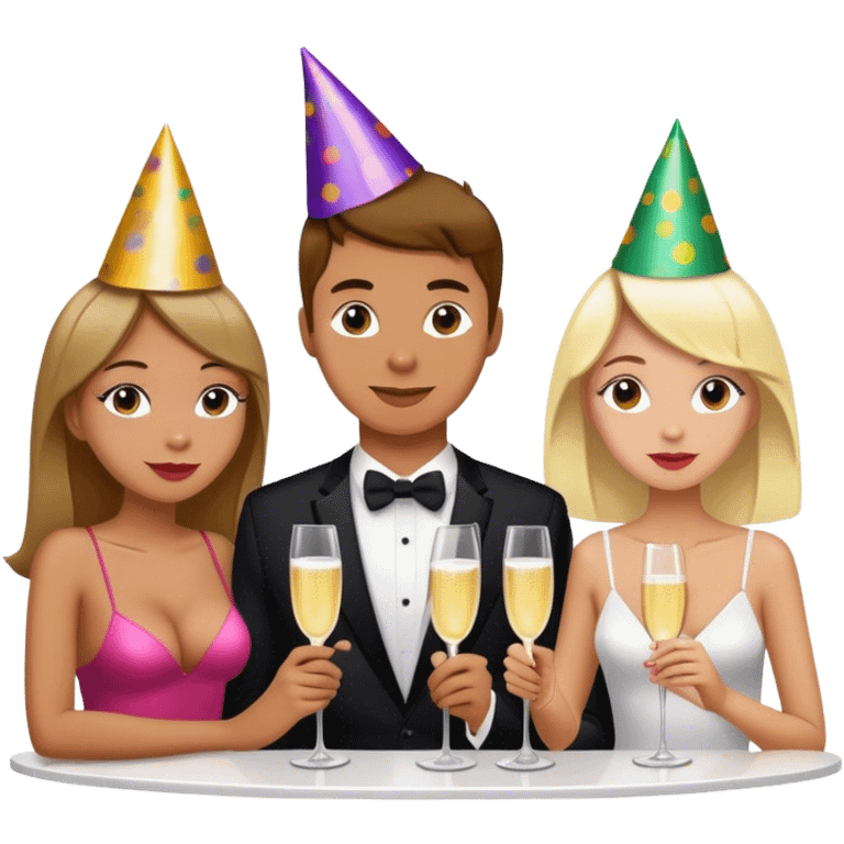 2 girls and a guy in a bar on date emoji