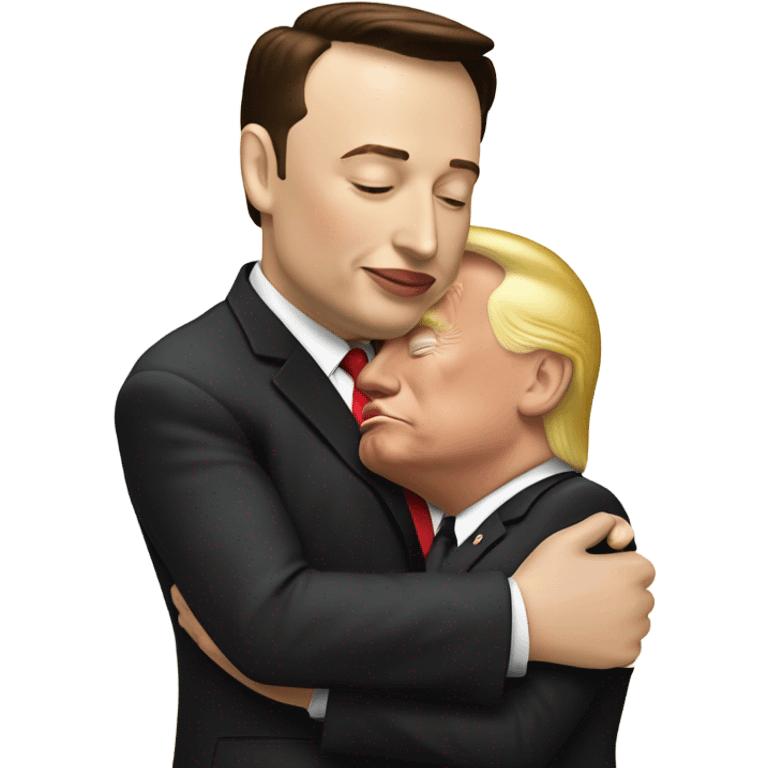 Elon Musk kissing Donald Trump ￼ emoji