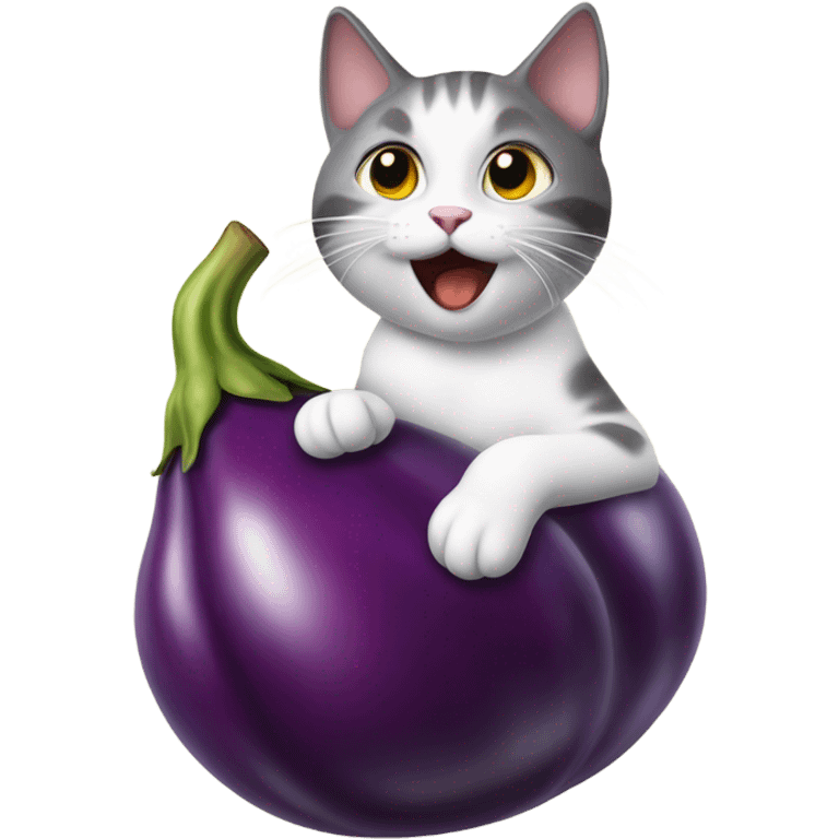 Cat with eggplant emoji