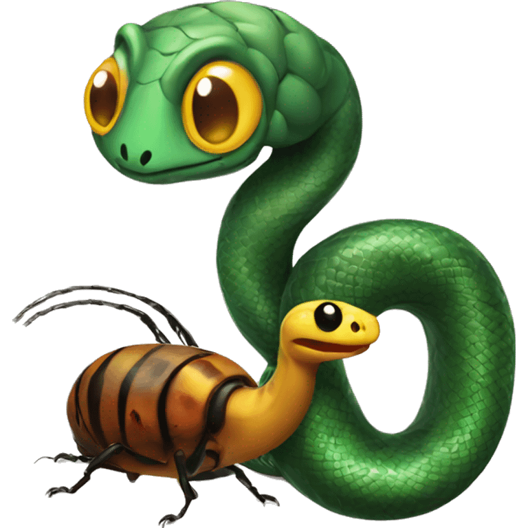 Snake and beetle love emoji