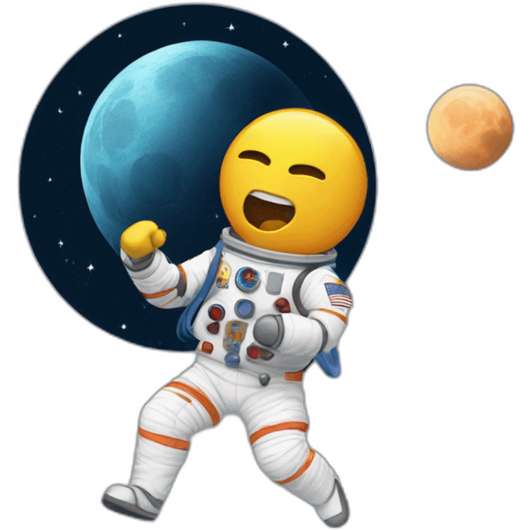 Men getting into fights on the Moon emoji