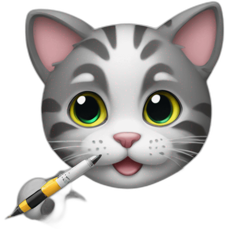 paws cat with a pen emoji