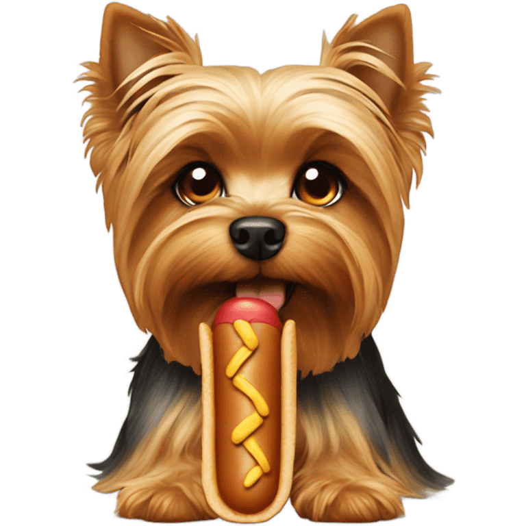 Yorkie eating hot dog emoji