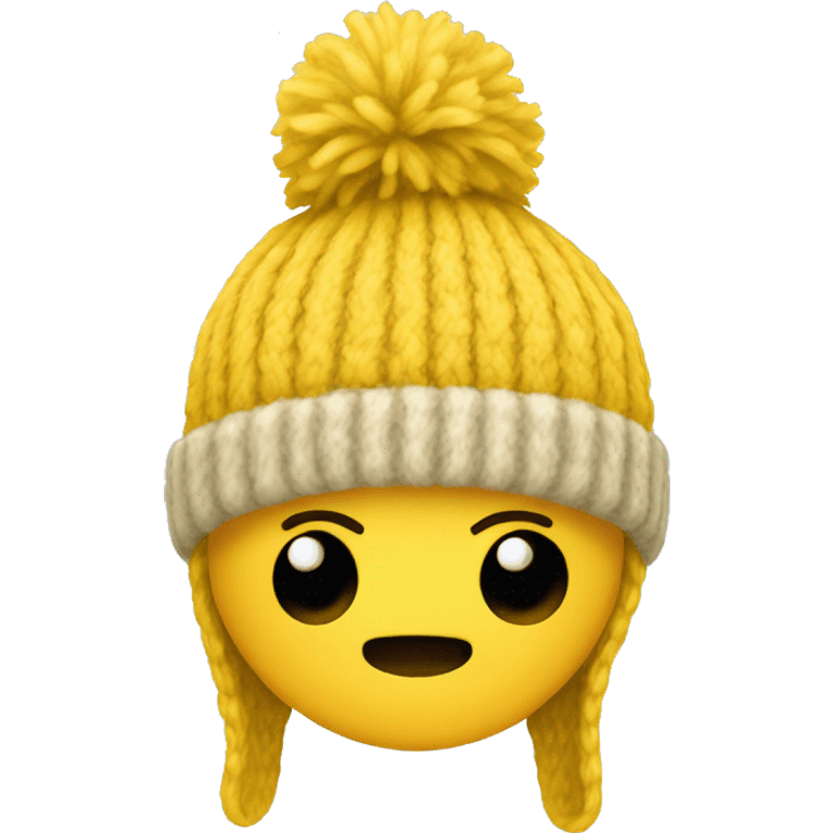 Yellow wooly hat with bobble emoji