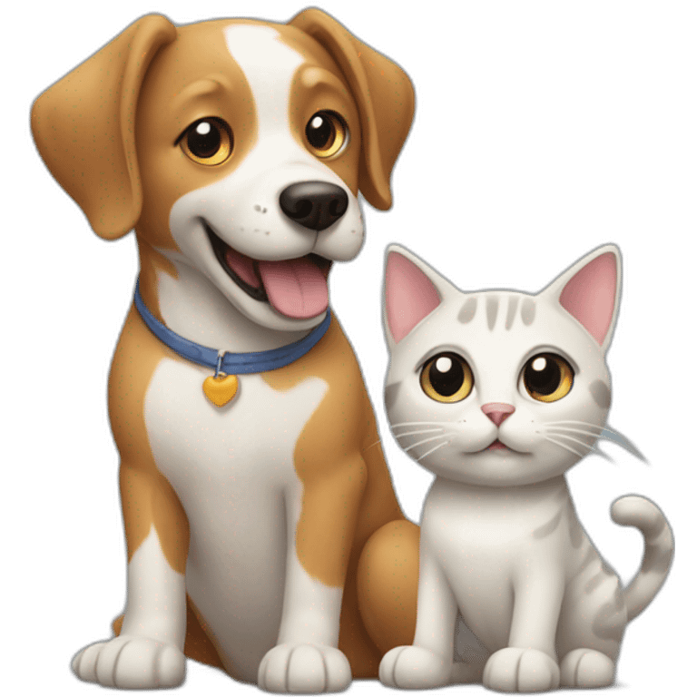 dog and cat playing emoji