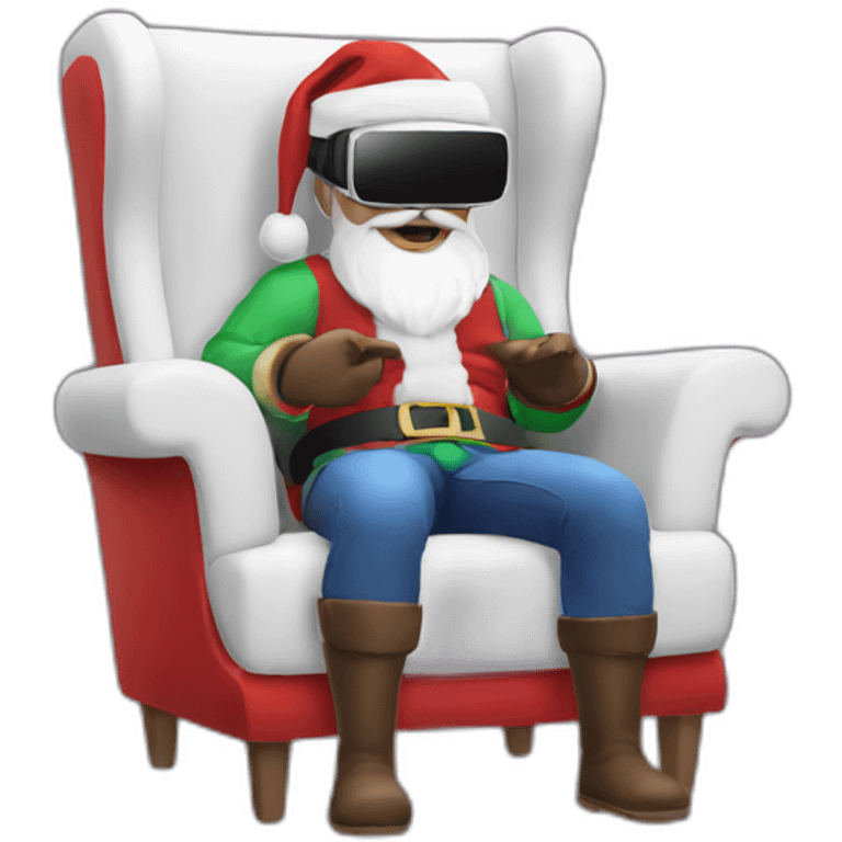 Santa in vr headset in chair emoji