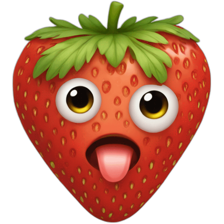 strawberry with eyes emoji