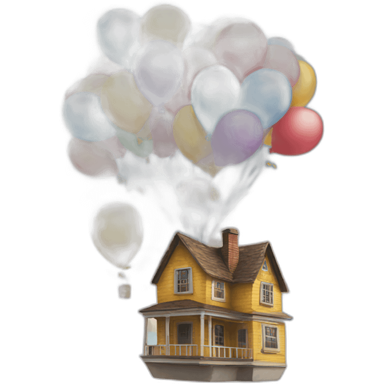 Up house flying with balloons with clouds emoji