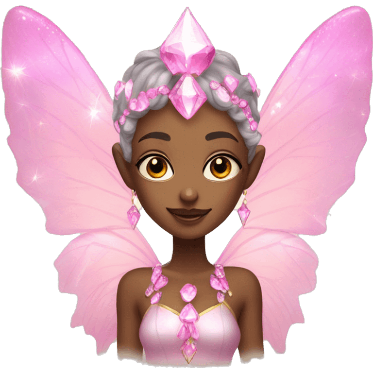 Fairy priestess with pink crystals and sparkling wings emoji