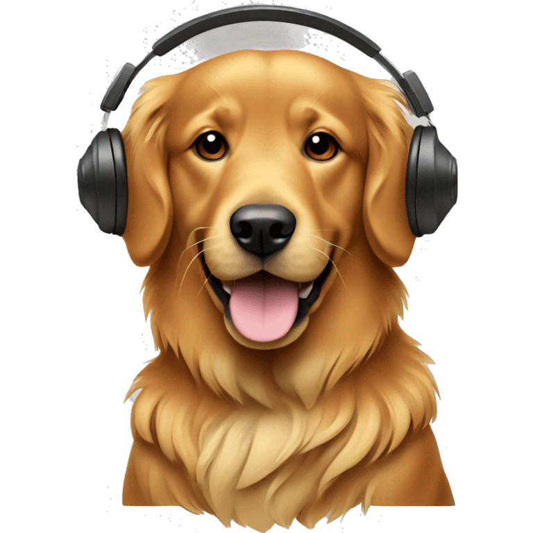 A reddish golden retriever with headphones on  emoji