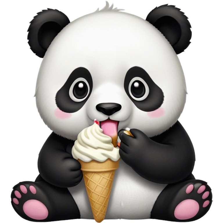 Panda eating ice cream emoji