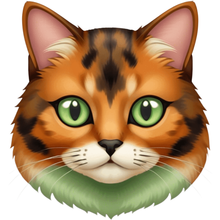 Tortoiseshell color cat with sage green eyes emoji