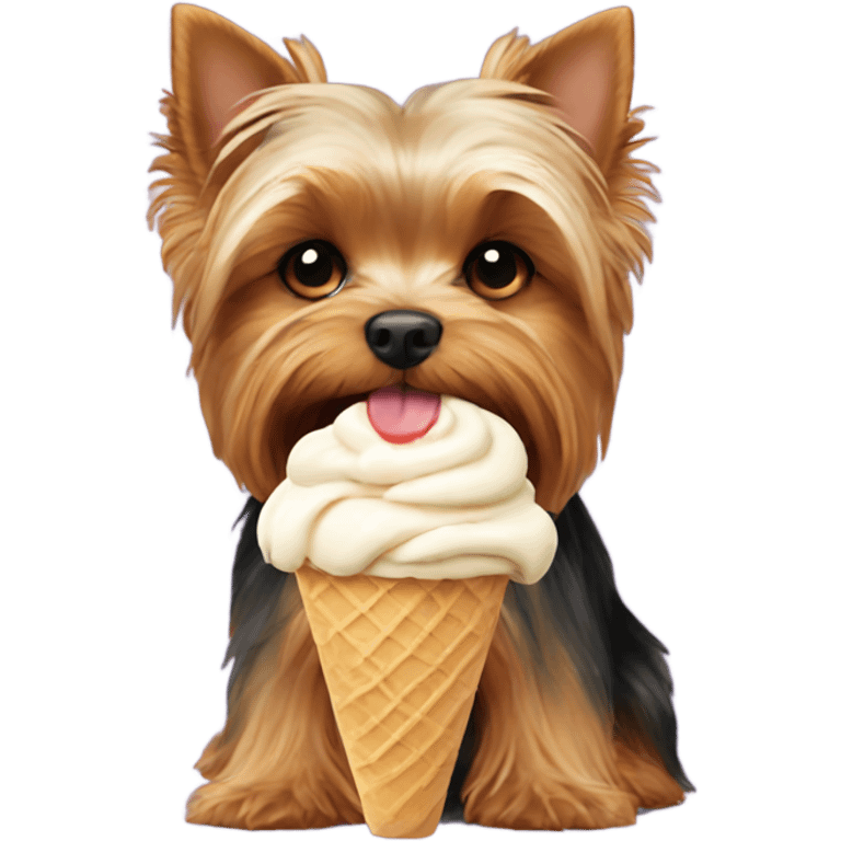 Yorkie eating ice cream emoji