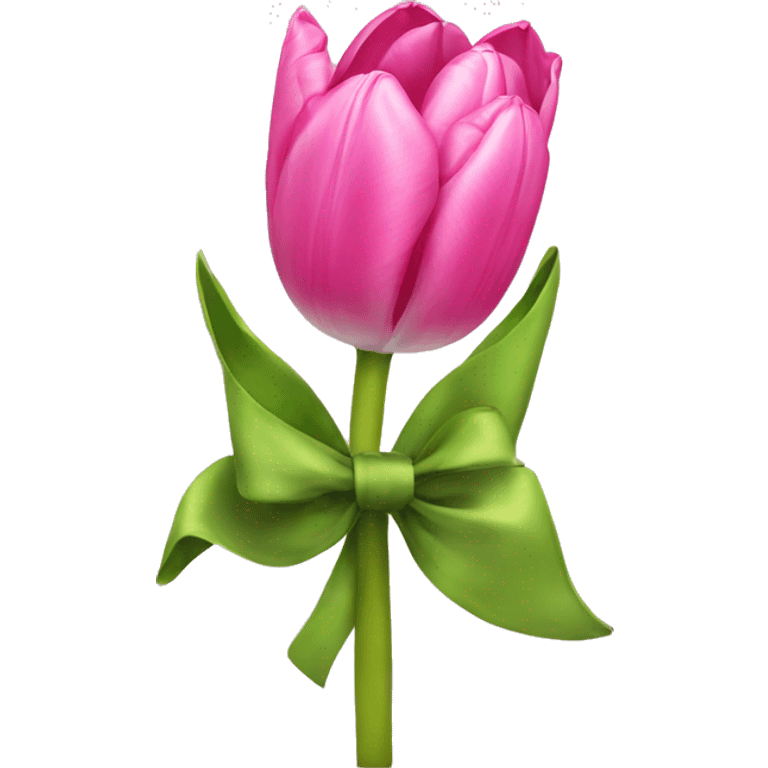 Pink tulips with a bow emoji