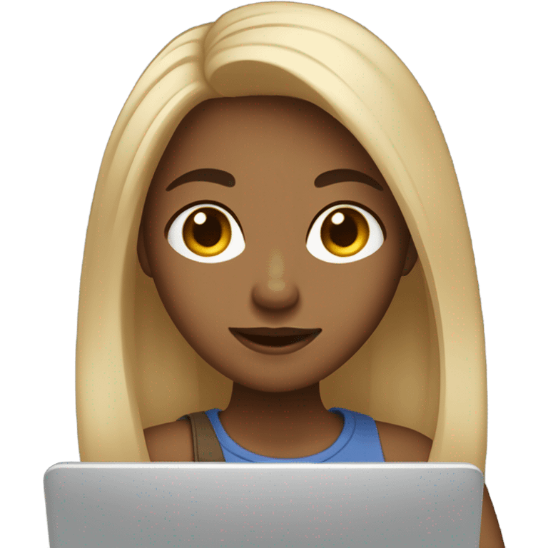 Medium hair light skin  Brown girl, computer science intern with a coding laptop  emoji