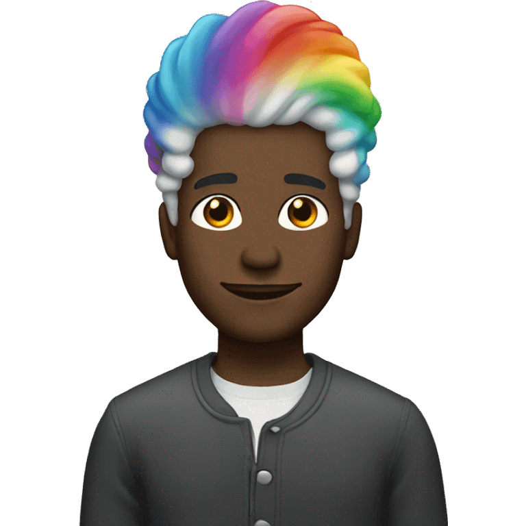 black man with rainbow hair emoji