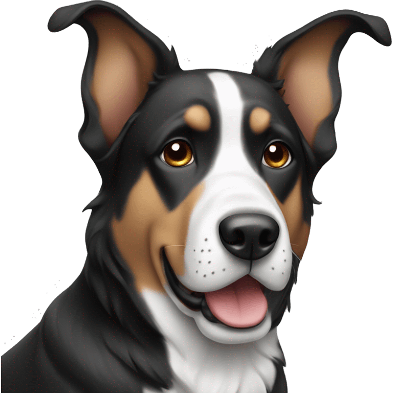 Black and white large dog with big ears emoji