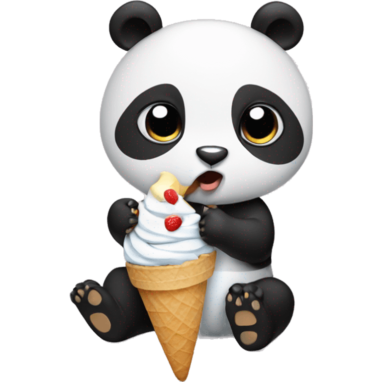 Panda eating ice cream emoji