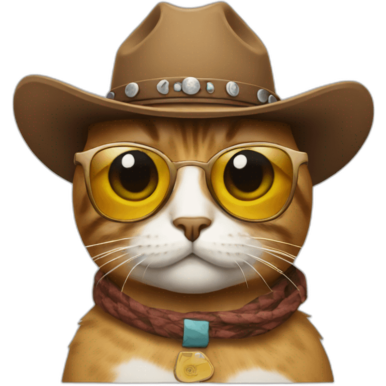 cat with sunglasses and cowboy hat emoji