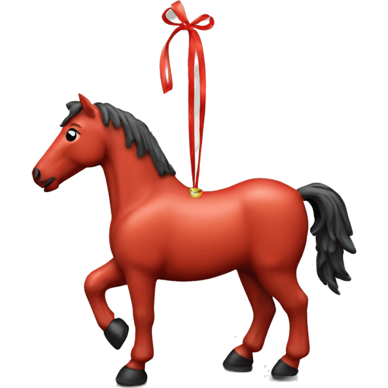 red New Year's horse toy for Christmas tree emoji