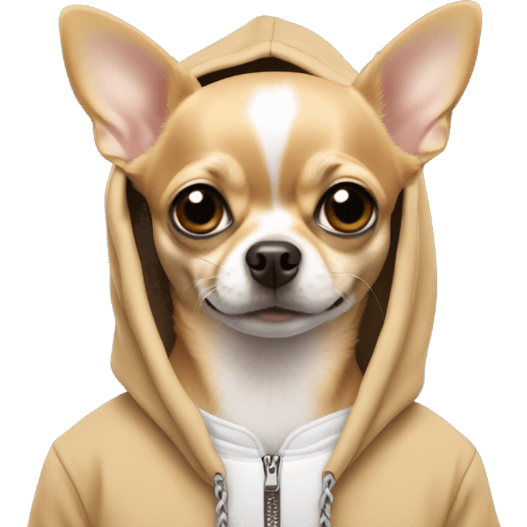 Tan chihuahua in hoodie emoji