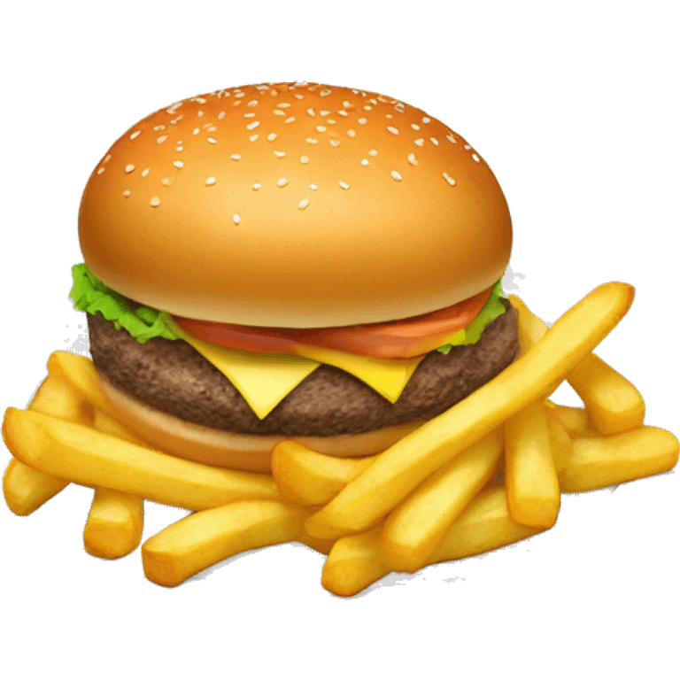 hamberger and fries on a plate emoji