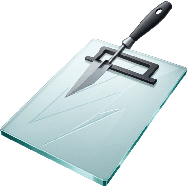 Glass carving icon, piece of glass being etched with carving tools, fine lines and patterns on the glass surface, glass cutter, minimalistic style, clean lines, transparent background. emoji