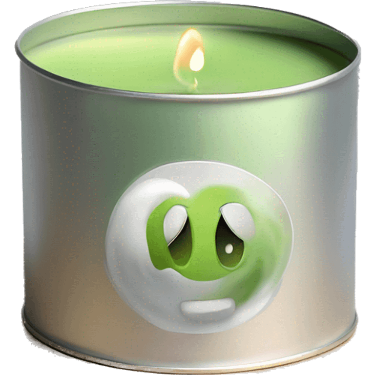 pretty matcha scented candle in silver tin realistic emoji