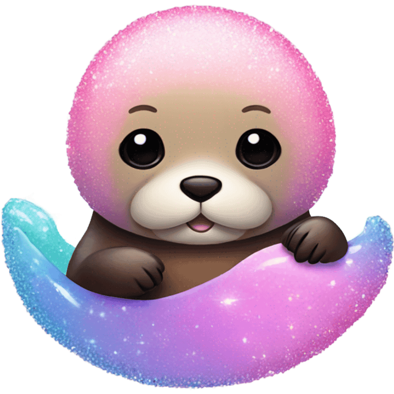 Pink ombre sea otter with glitter  emoji