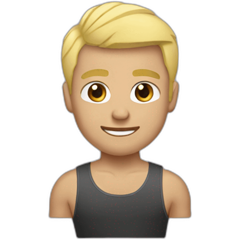 Strong man lifting weights short blonde hair emoji