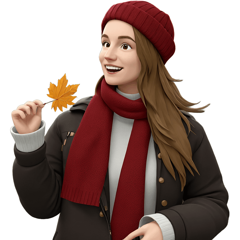 smiling girl in autumn outfit emoji