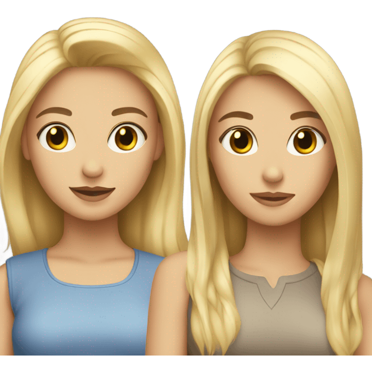 A blonde girl and brunette girl emoji