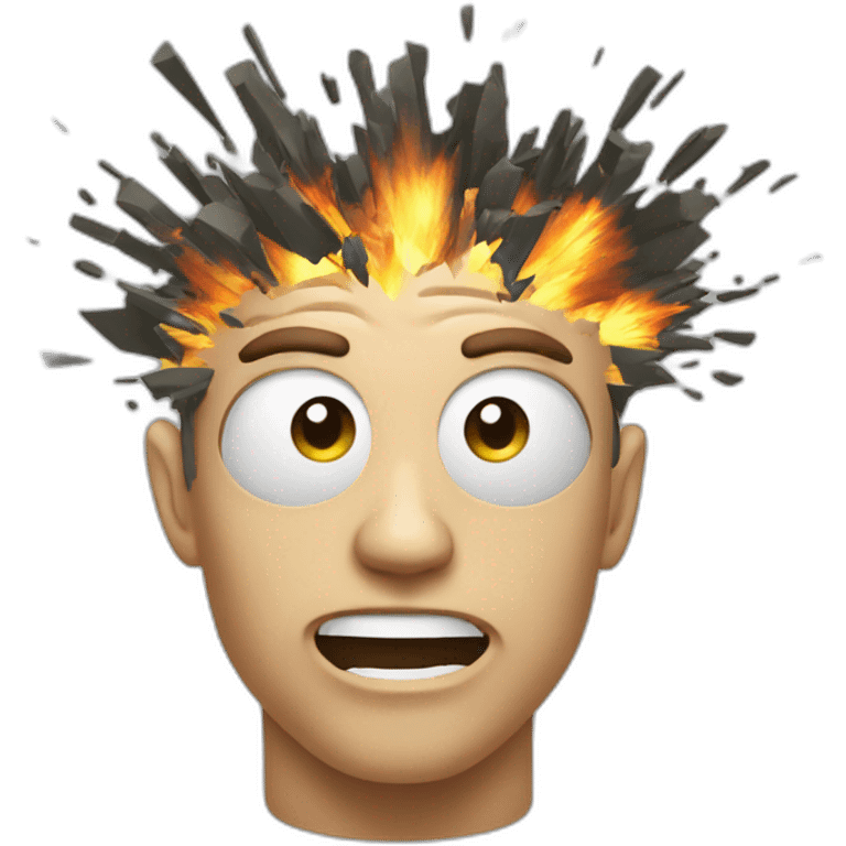 big exploding head emoji with glitch emoji