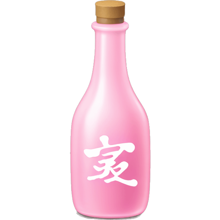 Light Pink saki bottle with kanji text  emoji