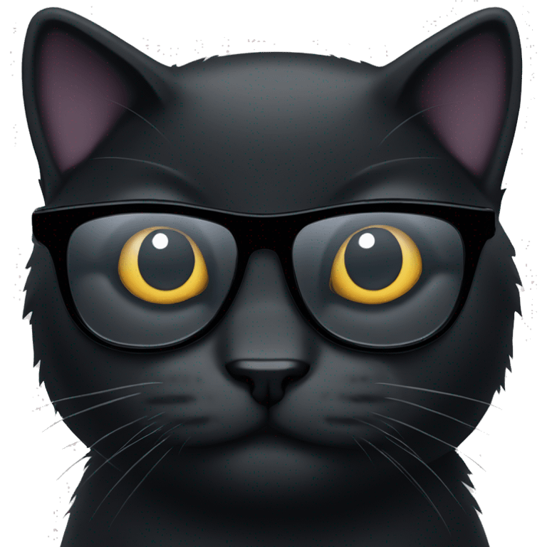 Black cat with glasses  emoji