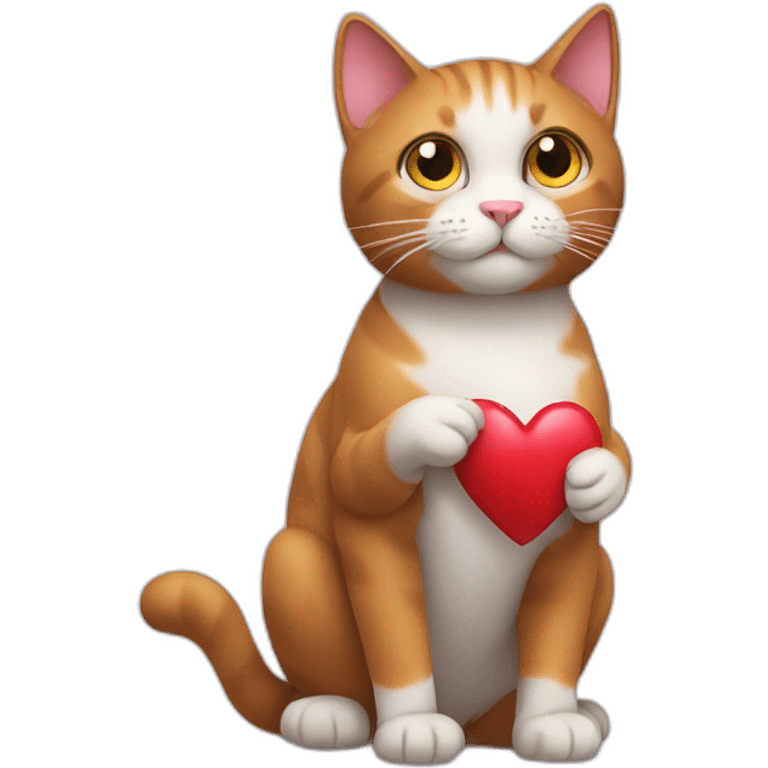 A cat holding heart emoji