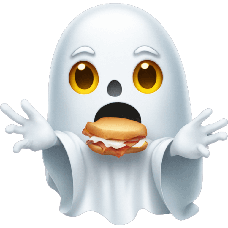 A ghost holding eggs and bacon emoji