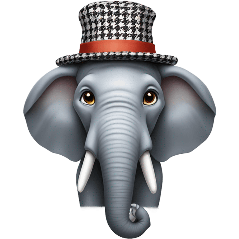 Elephant with a houndstooth hat emoji