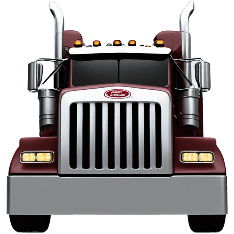 Peterbilt 389 brown cherry with flat top and slash cut exhaust stacks and dual rear tires and flat bumper emoji