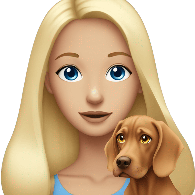 Pretty blonde girl blue eyes with vizsla emoji