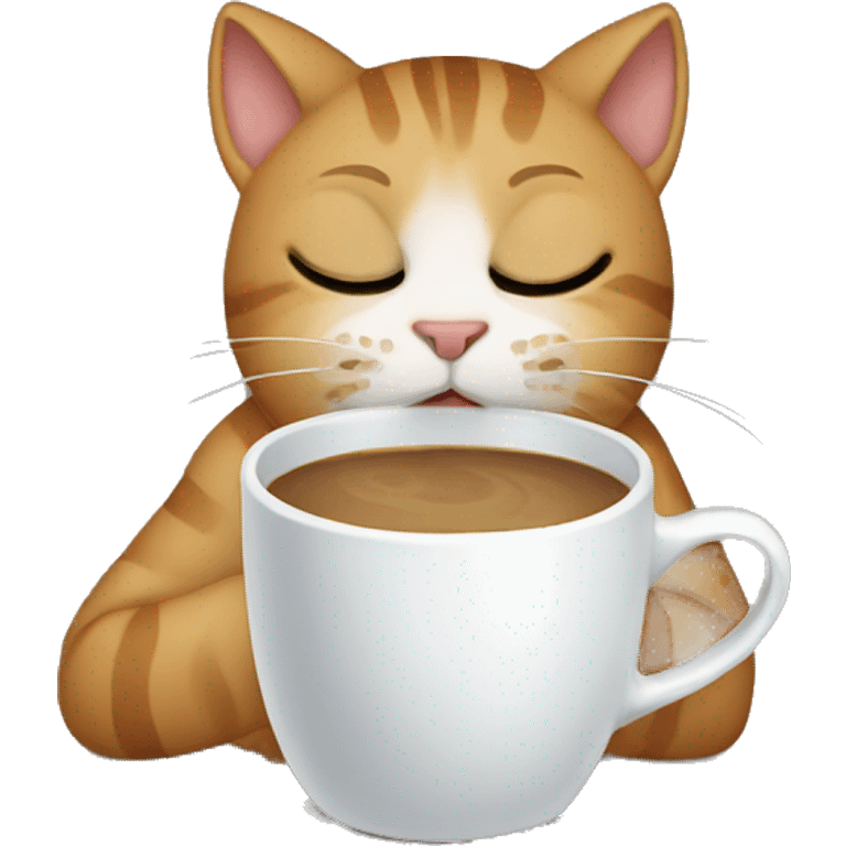 a crying cat holding a coffee cup emoji