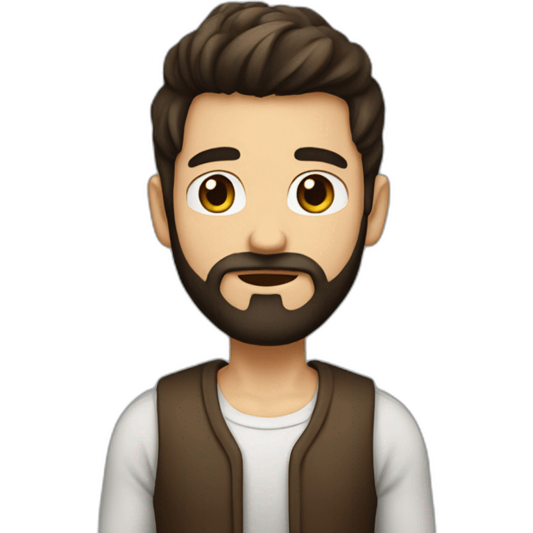 a boy with long beard, the beard are little brown color and black and hair also emoji