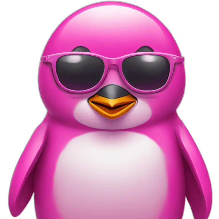 Pink colour penguin smiling with sunglasses  emoji