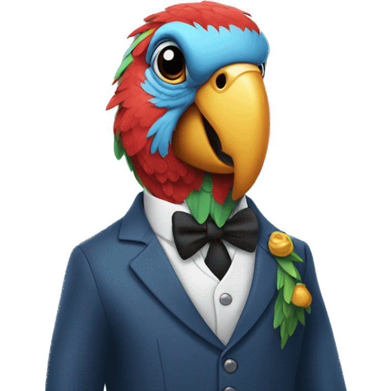 parrot wearing suit emoji